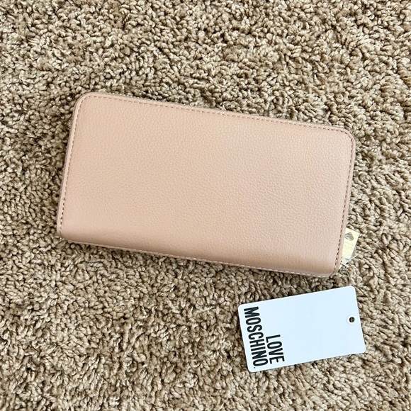 LOVE MOSCHINO genuine leather beige nude full size zipper wallet - Picture 7 of 9